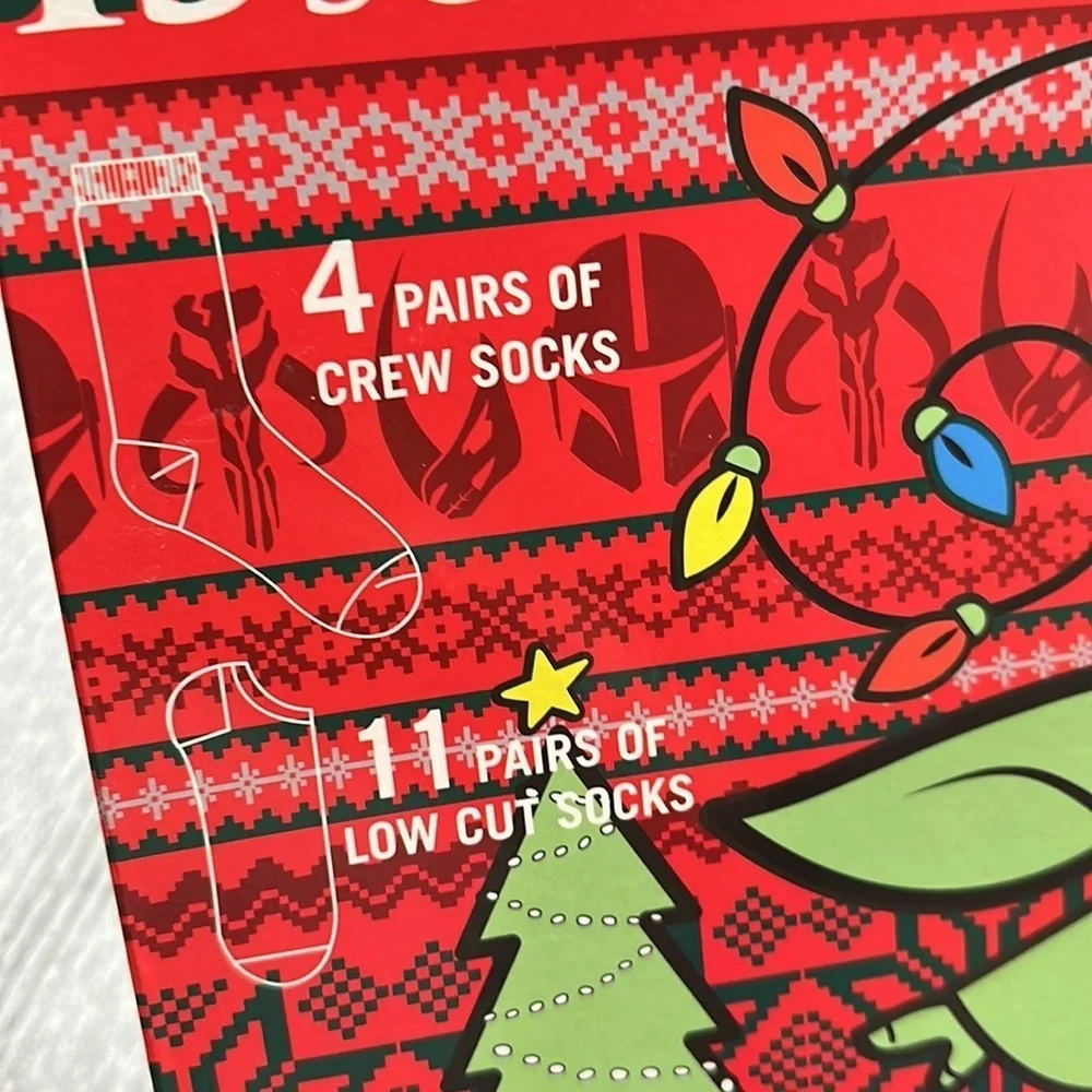 Women's (Size 4 -10) 15 Days of Mandalorian baby Yoda socks Xmas gift Advent